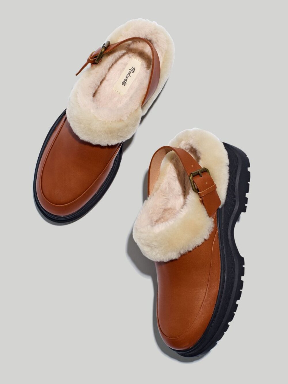 New Madewell The Shearling Sigrid Slingback Mule Clog 6.5 Maple